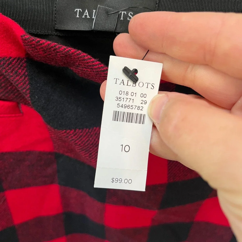 Talbots Women's Red Black Buffalo Plaid Wool Blend Mini Skirt Size 10‎